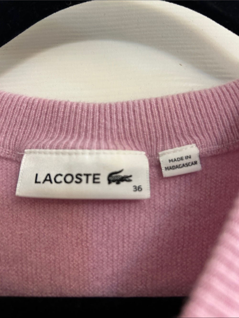 Lacoste 100% Wool Sweater Pink | Classic Crocodile Logo Knit Pullover like new - Picture 2 of 11